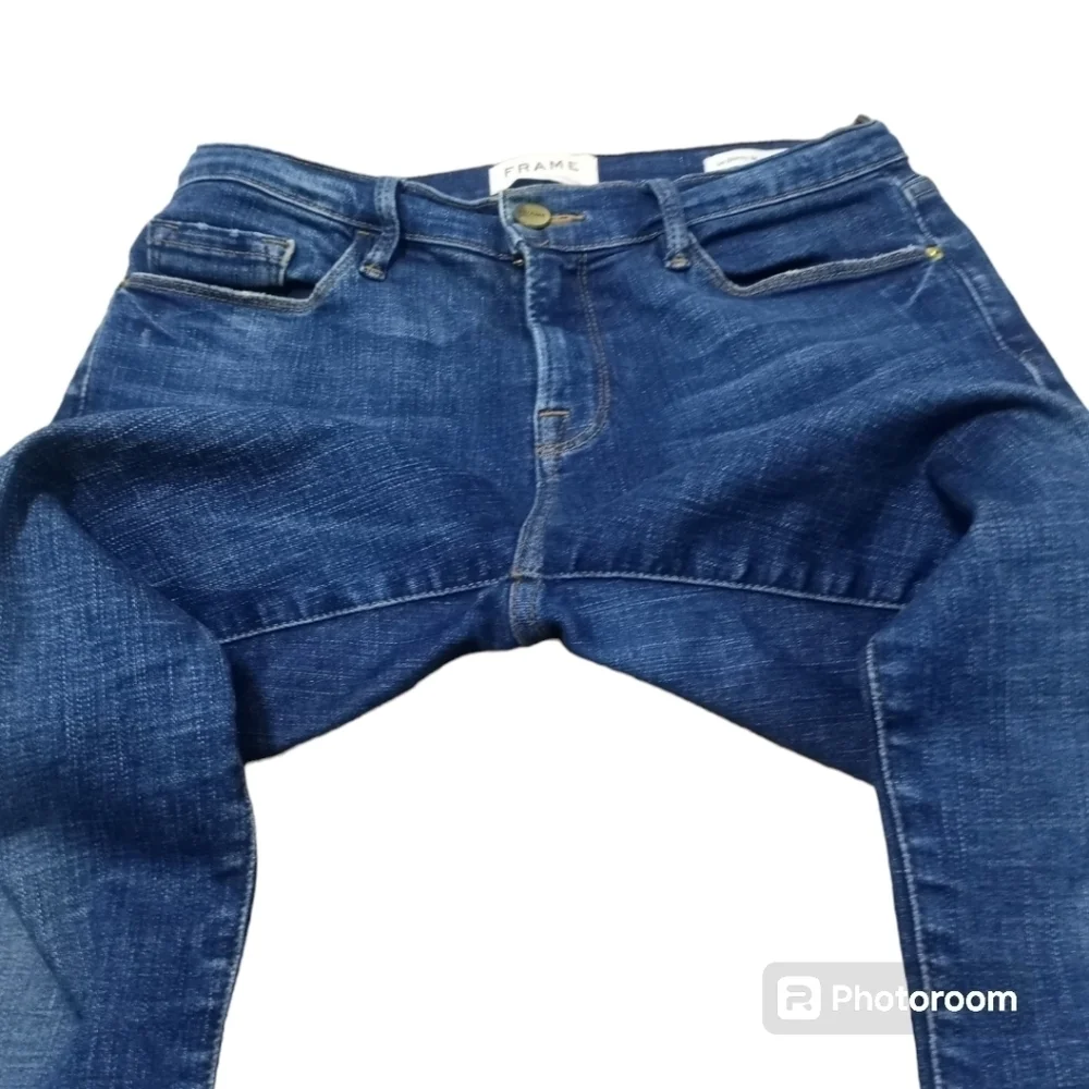 FRAME Le Skinny de Jeanne Jeans Size 28 York Wash Tulip Hem - Picture 9 of 16